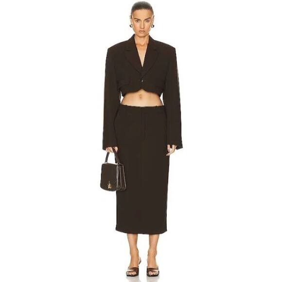 GRLFRND The Cropped Blazer in Ganache Brown Size S NWT MSRP $395 - Picture 7 of 7